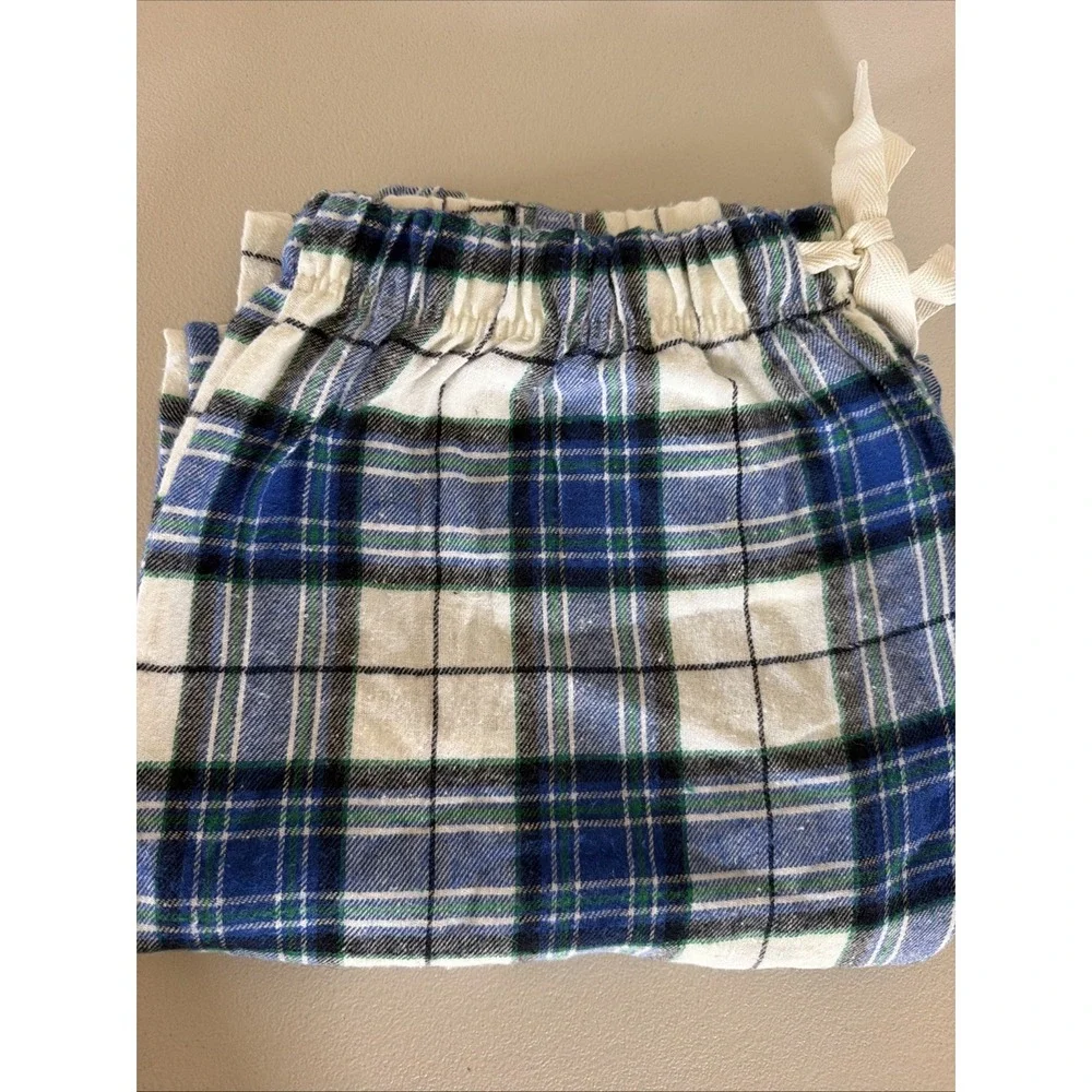 Unbranded Mens Size L Blue Green Plaid Flannel Pajama Pants Sleepwear Drawstring